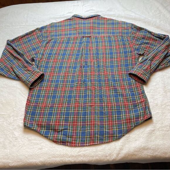 Structure Plaid Ted, Green, Blue and Yellow Flannel Button Down Shirt Size L - Picture 2 of 10